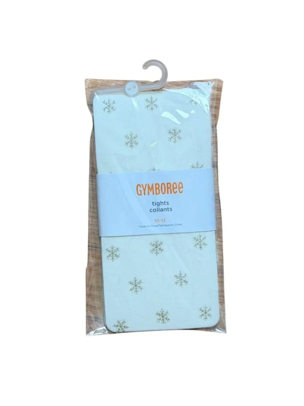 Gymboree Girls Gold Glitter Snowflake Tights-Ivory/Gold-Size 10/12-NWT
